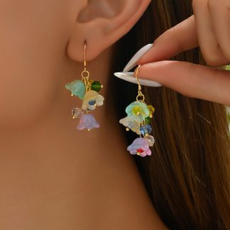 Pastel Bead Cluster Drop Earrings