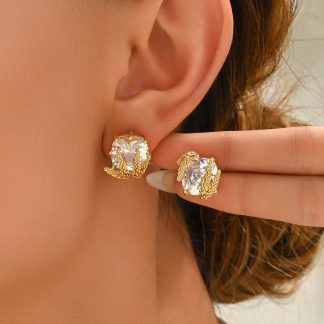 Crystal-Accent Hoop Earrings