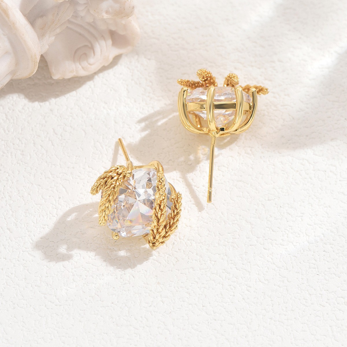 Crystal-Accent Hoop Earrings