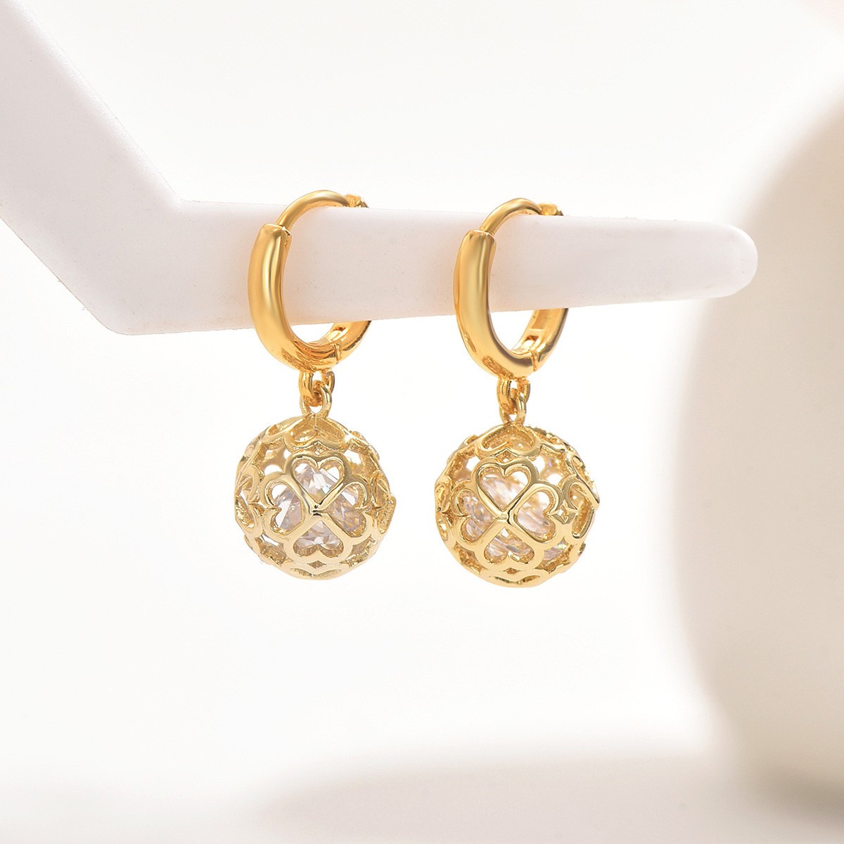 Textured Ball Drop Hoop Earrings