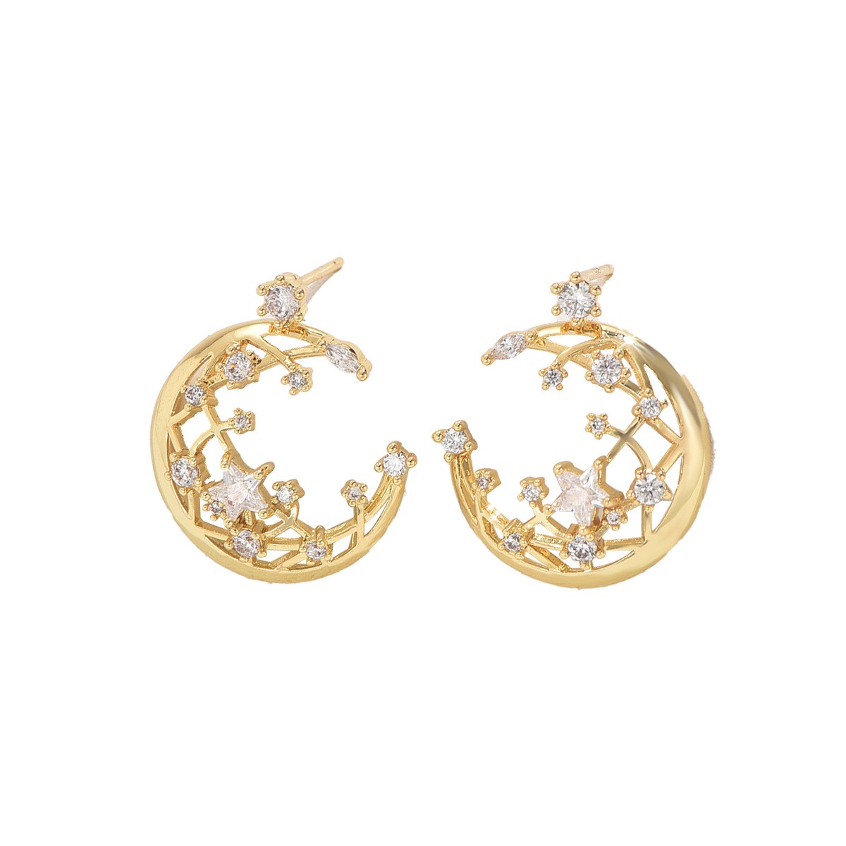 Floral Crescent Hoop Earrings