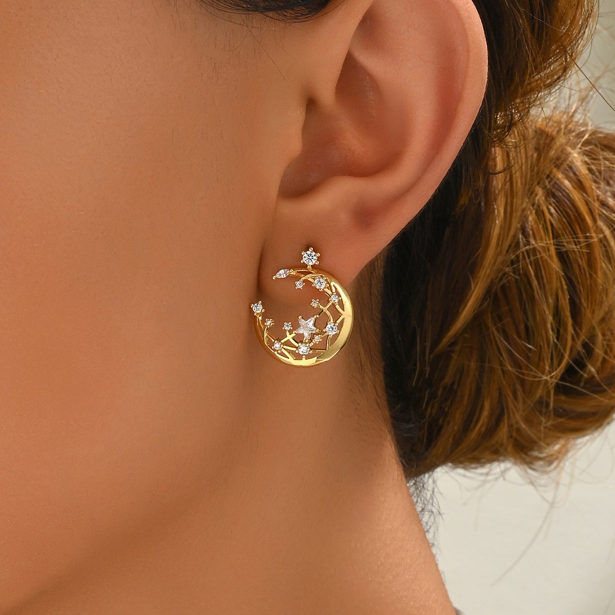 Floral Crescent Hoop Earrings