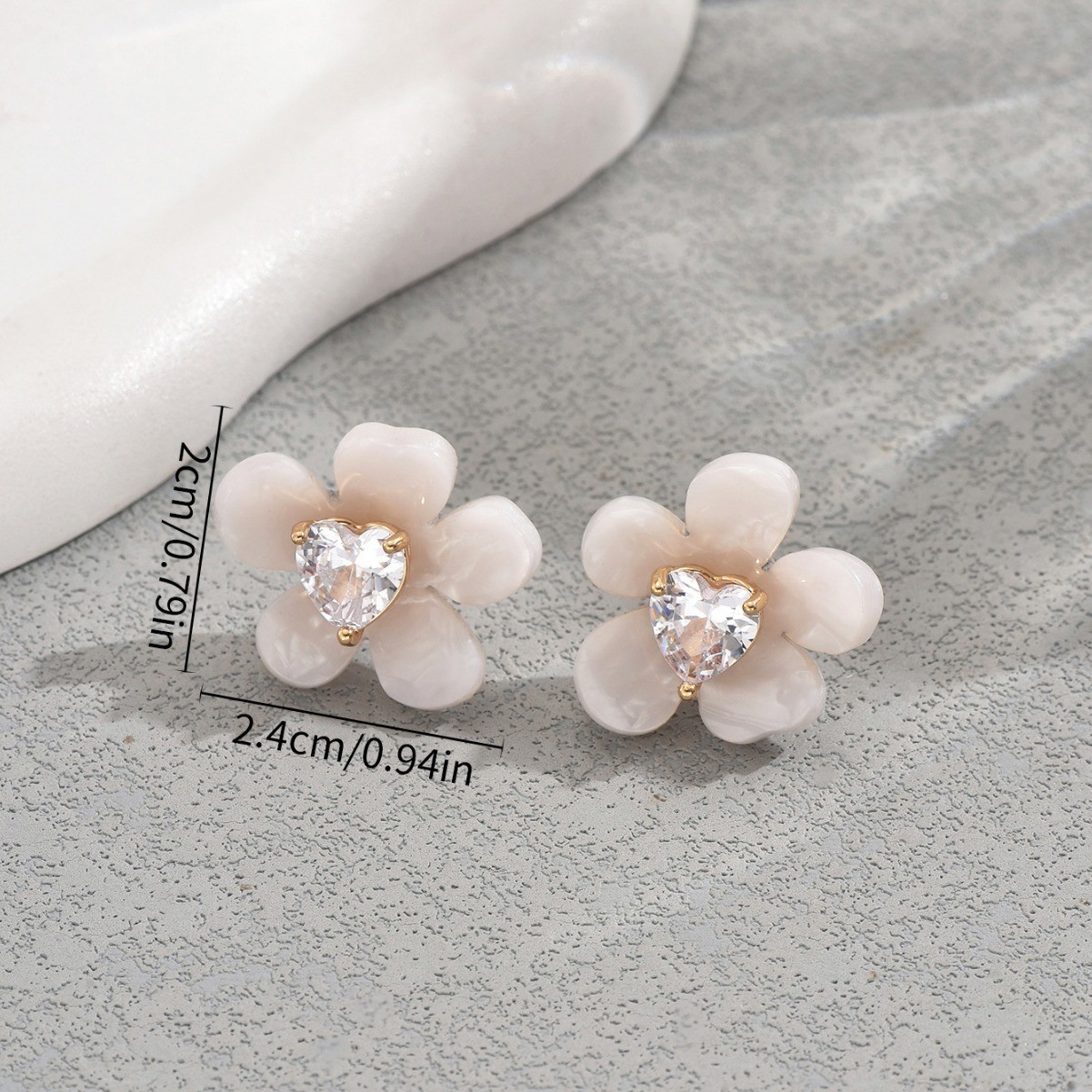 Flower and Crystal-Accent Stud Earrings