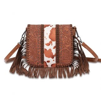 Patterned Fringe Flap Crossbody Bag - alternate view