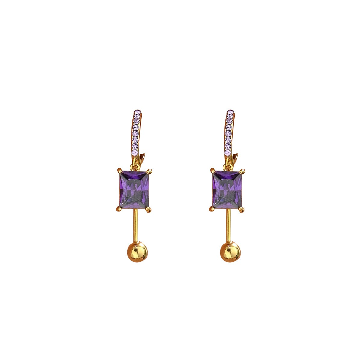 Square Stone-Accent Drop Earrings