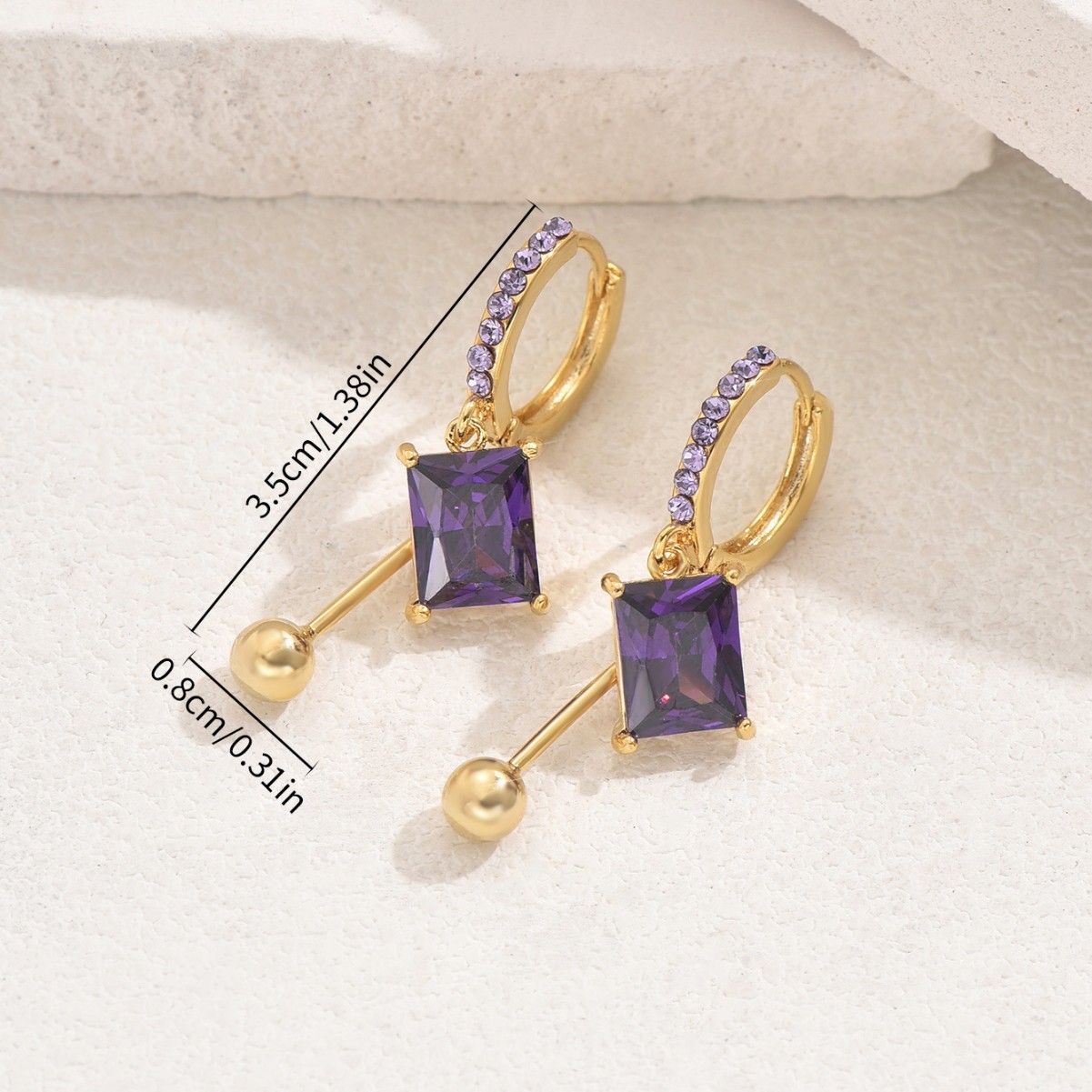 Square Stone-Accent Drop Earrings