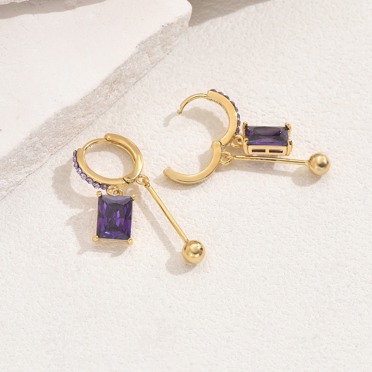 Square Stone-Accent Drop Earrings