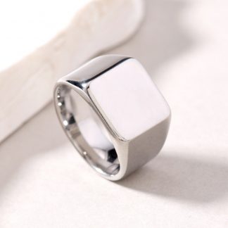 Geometric Signet and Band Rings - alternate view
