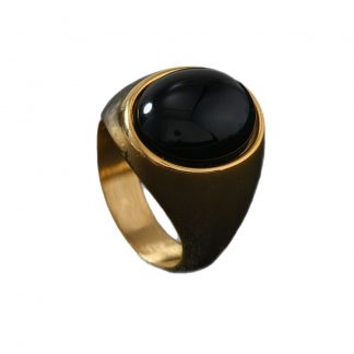 Oval Stone-Accent Signet Ring