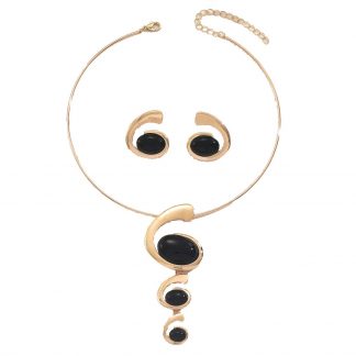 Spiral Black-Accent Necklace and Earrings Set - alternate view