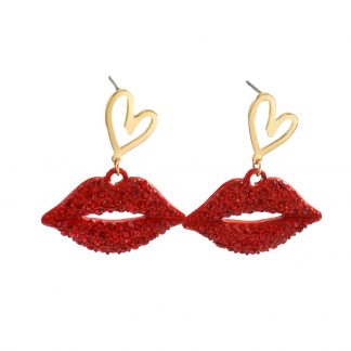 Glitter Lips and Heart Drop Earrings - alternate view