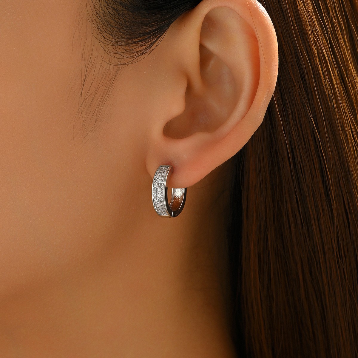 Crystal-Accent Hoop Earrings