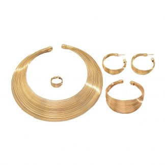 Layered Collar Necklace, Cuff, Earrings and Ring Set - alternate view