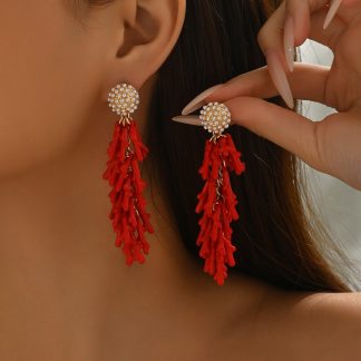 Coral-Inspired Red Statement Drop Earrings