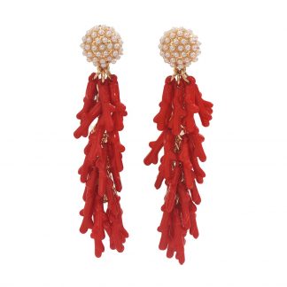 Coral-Inspired Red Statement Drop Earrings - alternate view