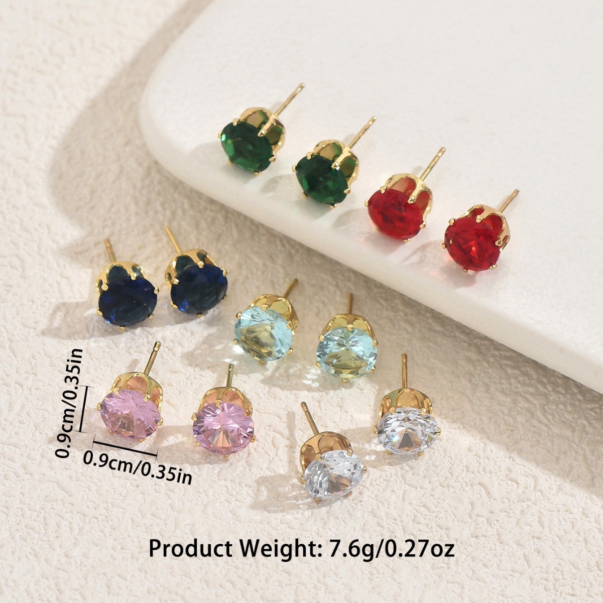 Colorful Crystal-Accent Stud Earring Box Set