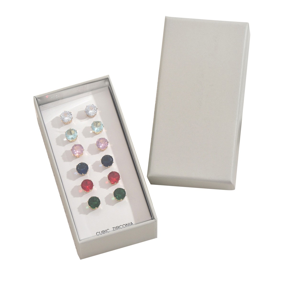 Colorful Crystal-Accent Stud Earring Box Set
