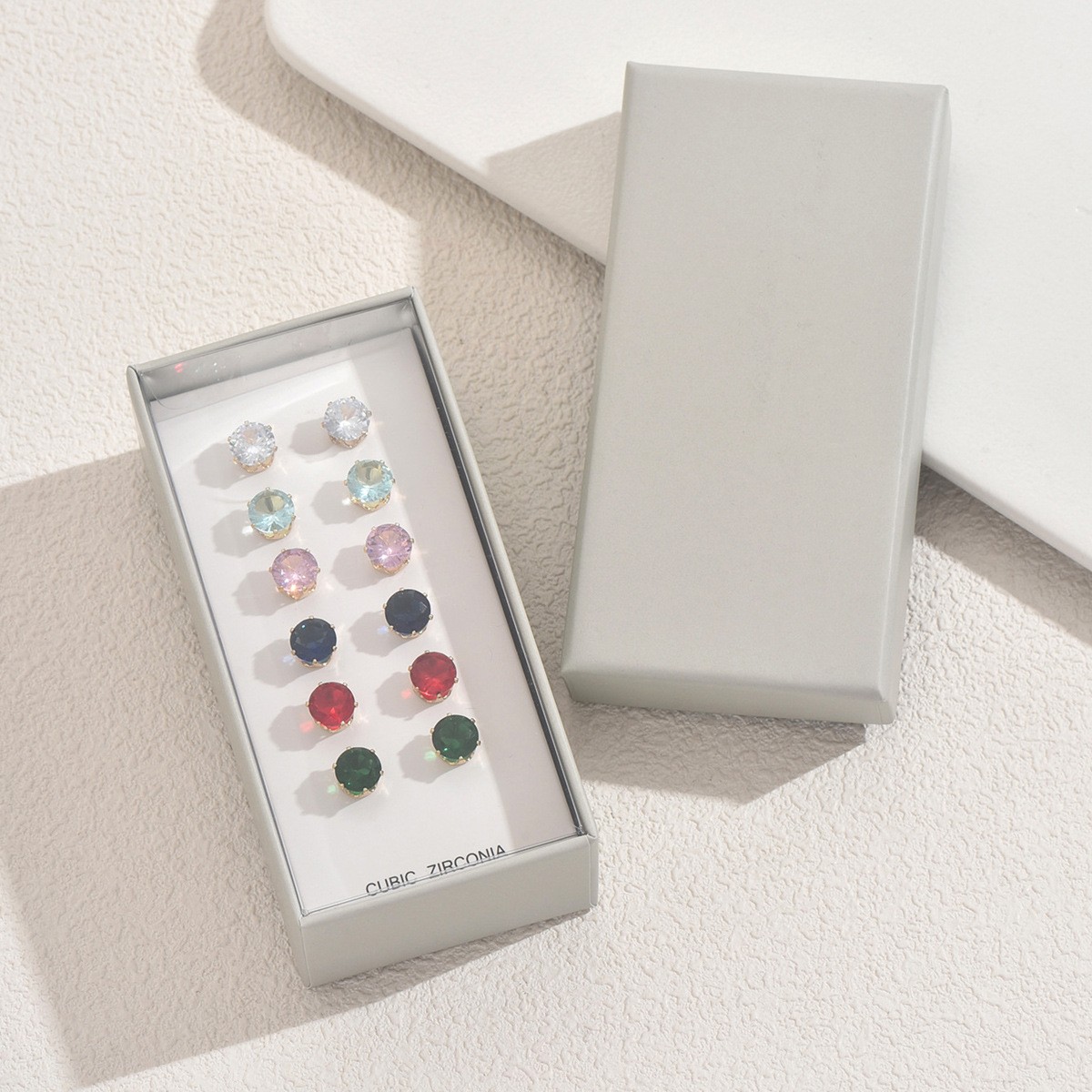 Colorful Crystal-Accent Stud Earring Box Set