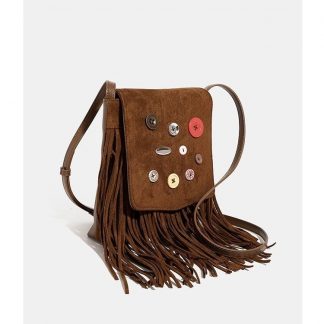 Button-Detail Fringe Crossbody Bag - alternate view
