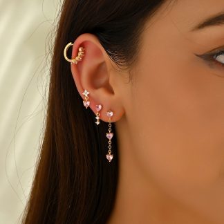 Heart-Detail Ear-Jewelry Set