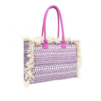 Purple Geometric Fringe Tote