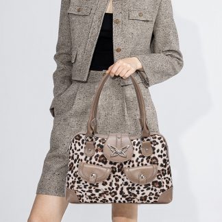 Leopard-Print Butterfly-Clasp Handbag - alternate view