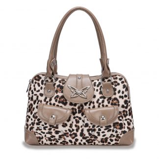 Leopard-Print Butterfly-Clasp Handbag