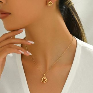Spiral Pendant Necklace and Earrings Set
