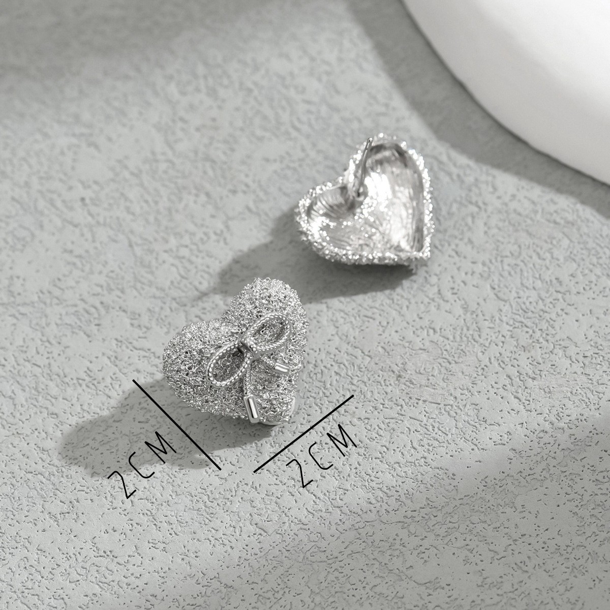 Pave Heart and Bow Stud Earrings