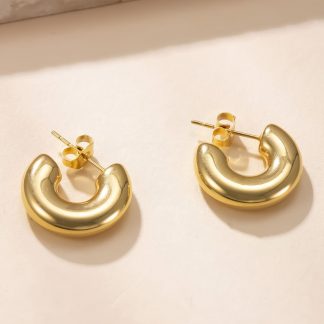 Sculptural Gold-Tone Hoop Earrings - alternate view