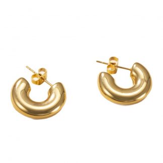 Sculptural Gold-Tone Hoop Earrings