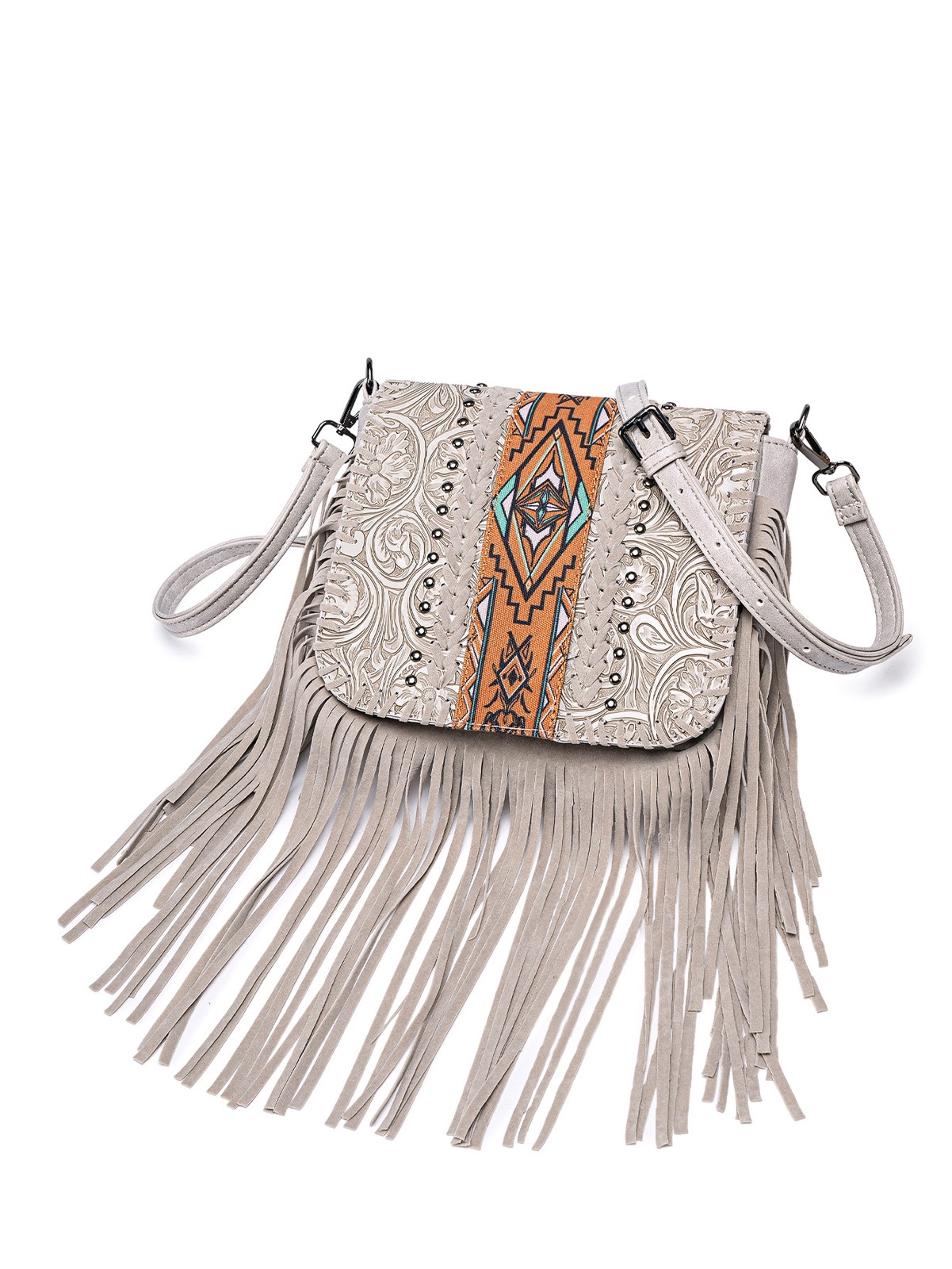 Geometric Fringe Crossbody Bag